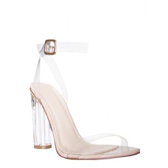 Simmi London Anastasia Nude Perspex Heels Sz 9 - Picture 1 of 7